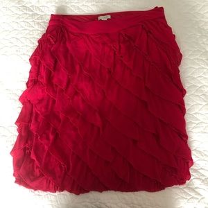 Anthropologie Odille Pink ruffle skirt